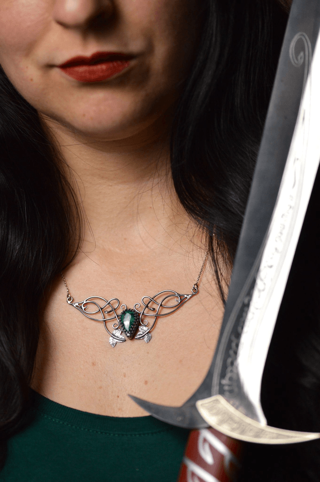 Collier Elfique - Malachite, feuilles de lierre