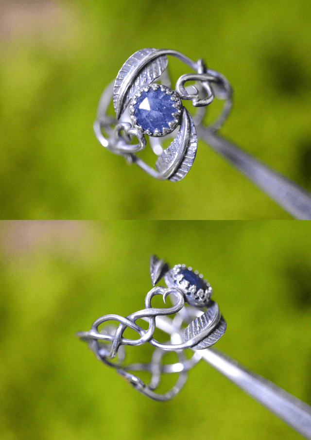 Bague Elfique - Saphir T51 à 58, feuilles simples