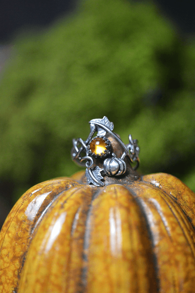 Bague Elfique - Ambre d'Automne, T54 à 59