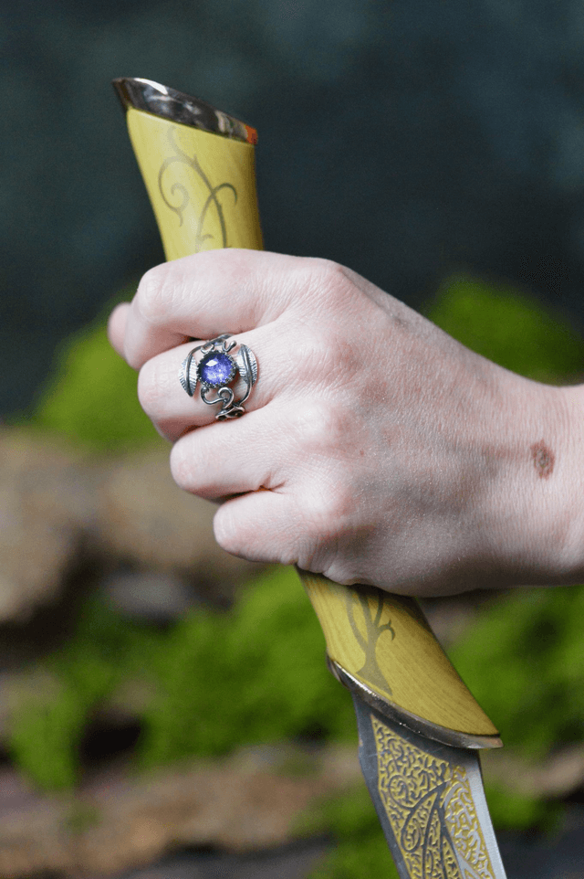 Bague Elfique - Iolite T52 à 59, feuilles simples