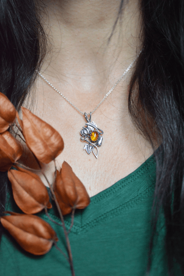 Pendentif Elfique - Ambre d'Automne, Citrouille et Butternut