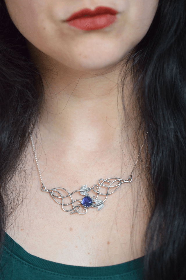 Collier Elfique - Iolite, feuilles de lierre