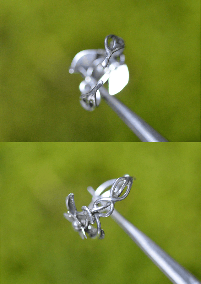 Bague Elfique - Fleur à six pétales T43 à 49, feuilles simples