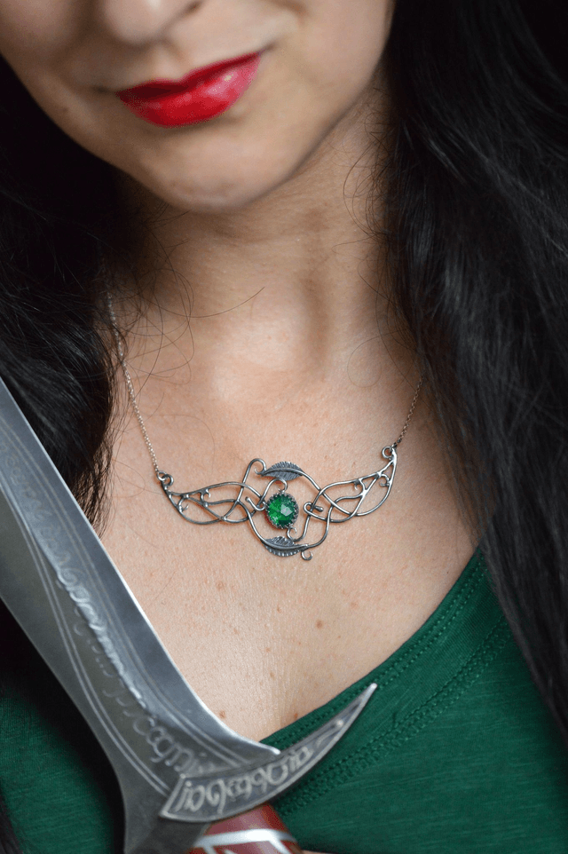 Collier Elfique - Aventurine, feuilles simples
