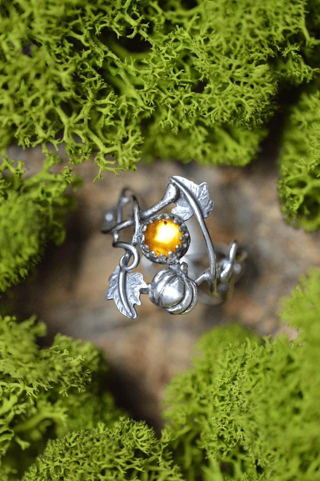 Bague Elfique - Ambre d'Automne, T54 à 59