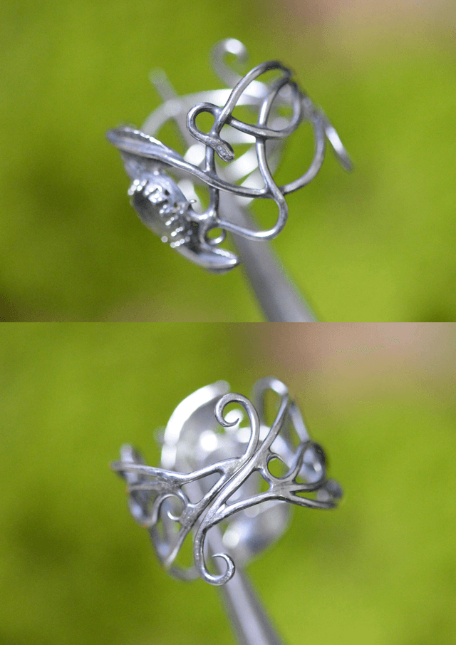 Bague Elfique - Labradorite T56 à 64, feuilles simples