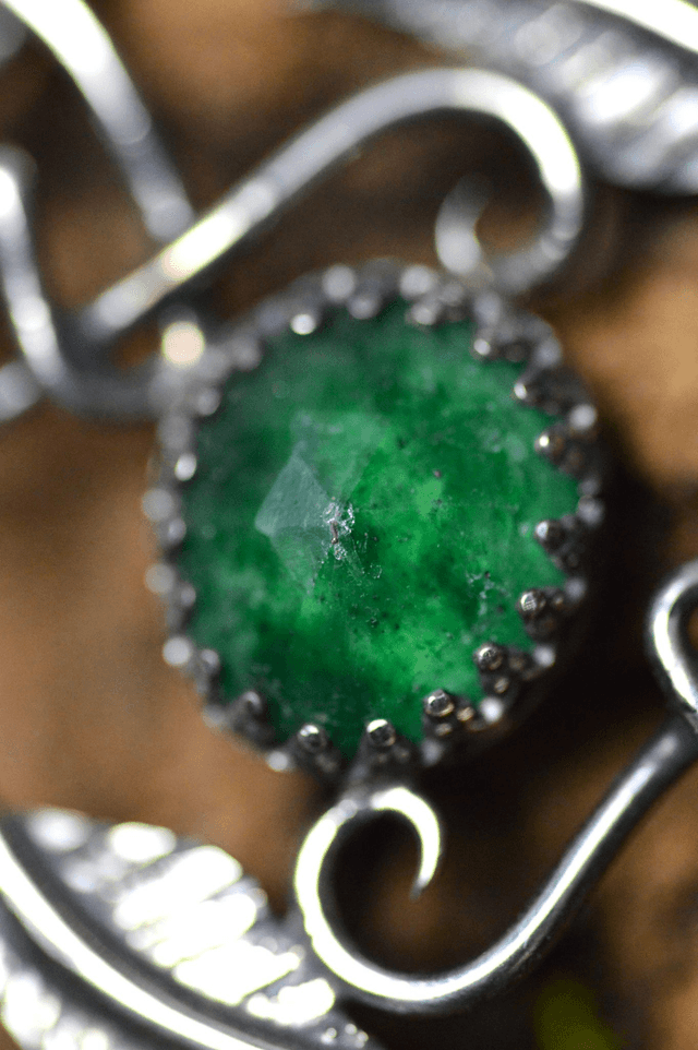 Collier Elfique - Aventurine, feuilles simples