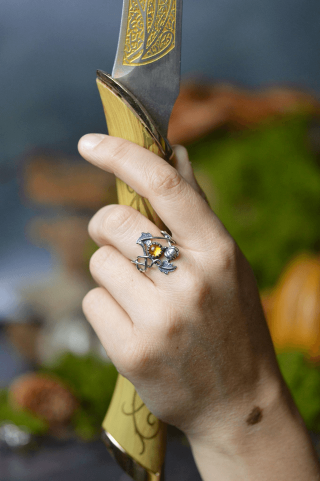 Bague Elfique - Ambre d'Automne, T54 à 59