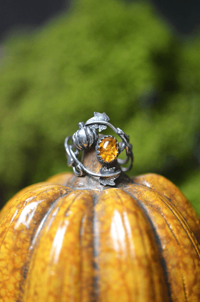 Bague Elfique - Ambre d'Automne, T51 à 55