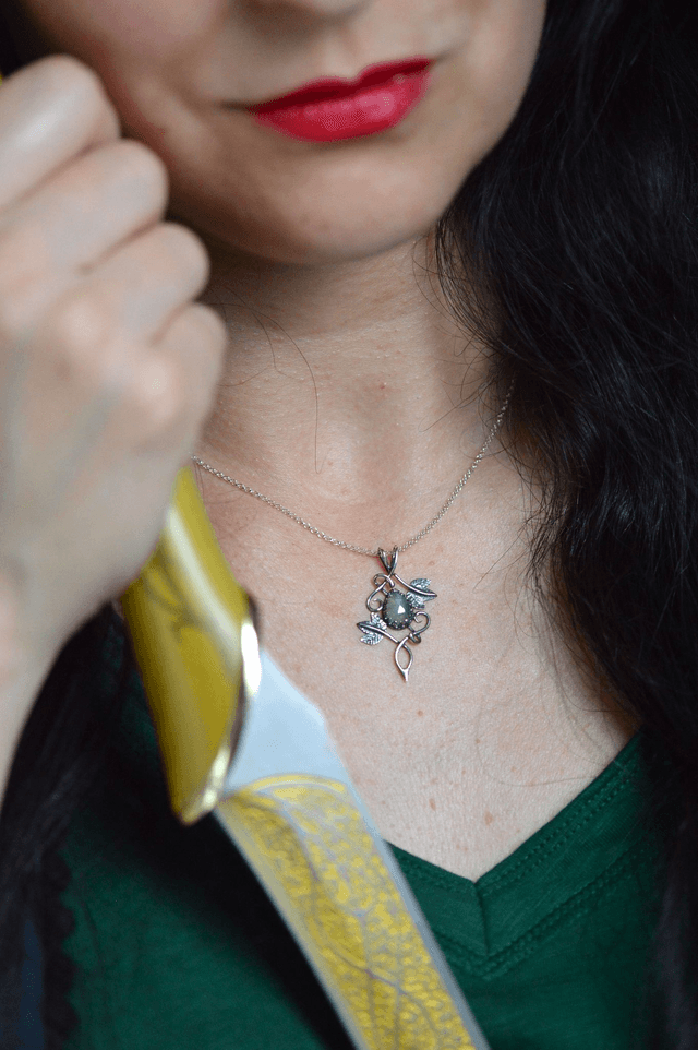 Commande personnalisée pour Marie - Pendentif Elfique Labradorite, feuilles de lierre