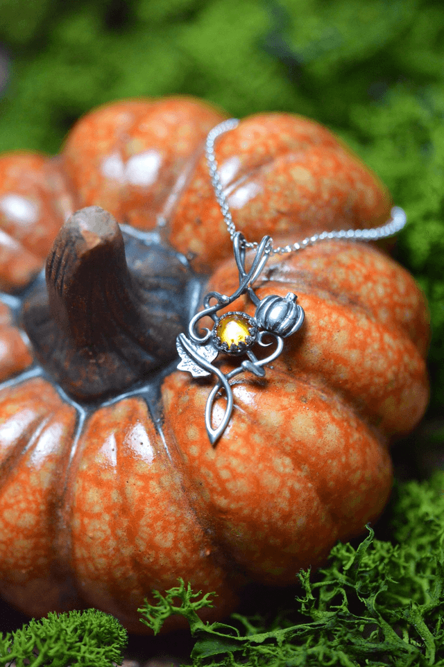 Pendentif Elfique - Ambre d'Automne, Citrouille