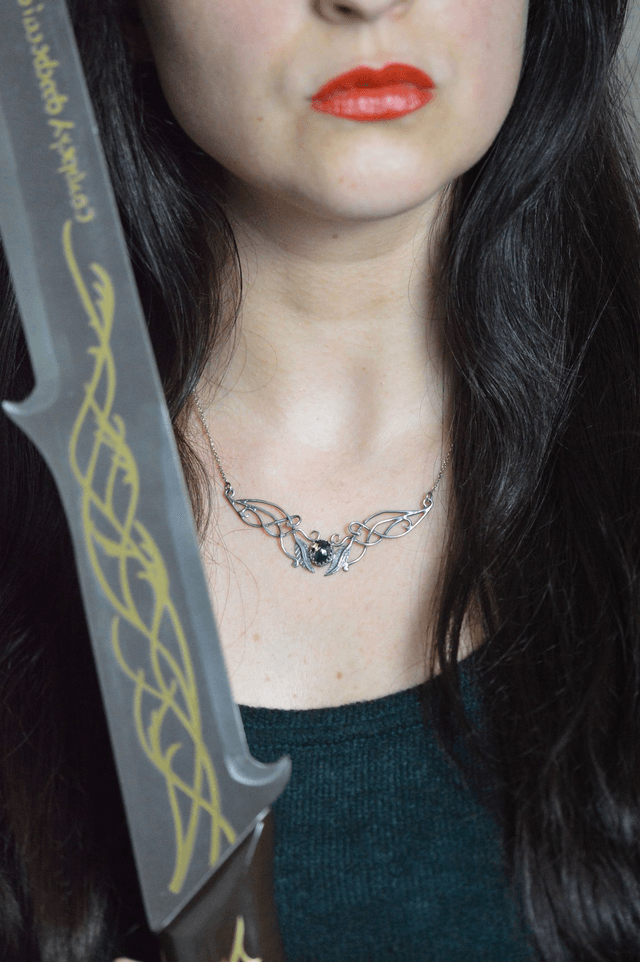 Collier Elfique - Agate Mousse, feuilles simples