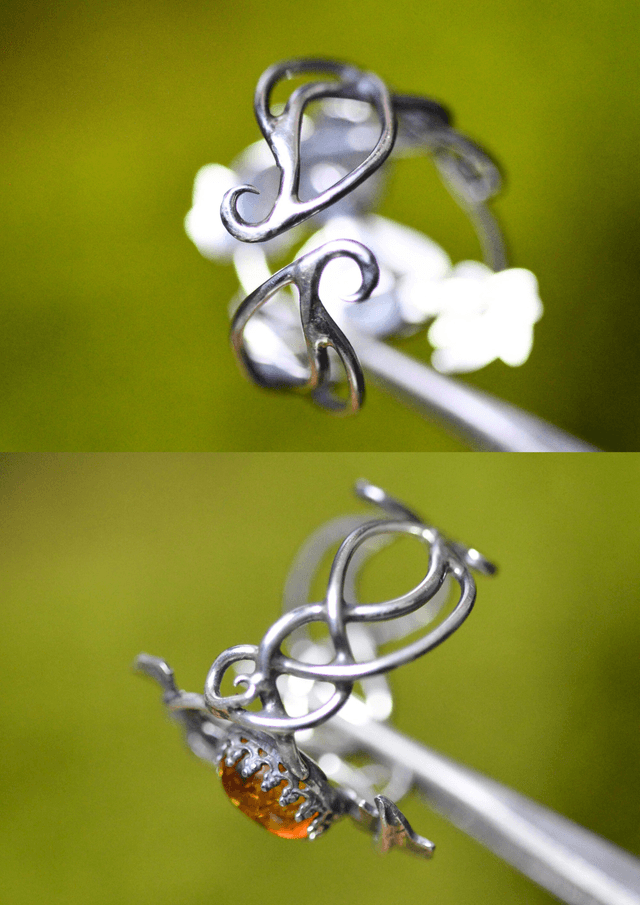 Bague Elfique - Ambre d'Automne, T51 à 55