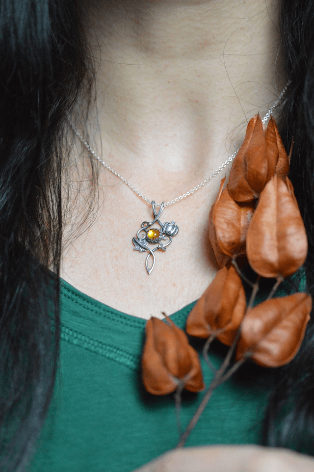 Pendentif Elfique - Ambre d'Automne, Citrouille