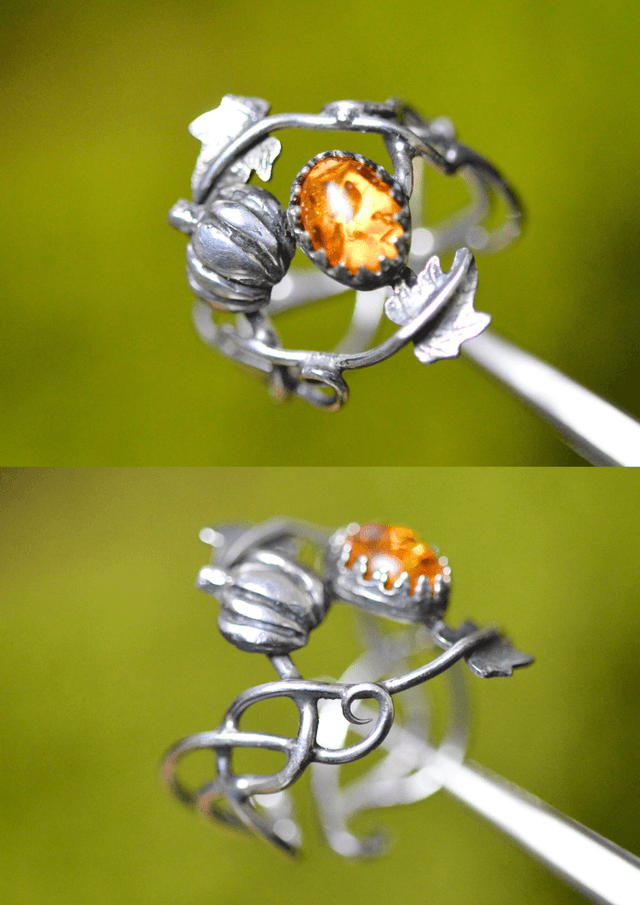 Bague Elfique - Ambre d'Automne, T51 à 55