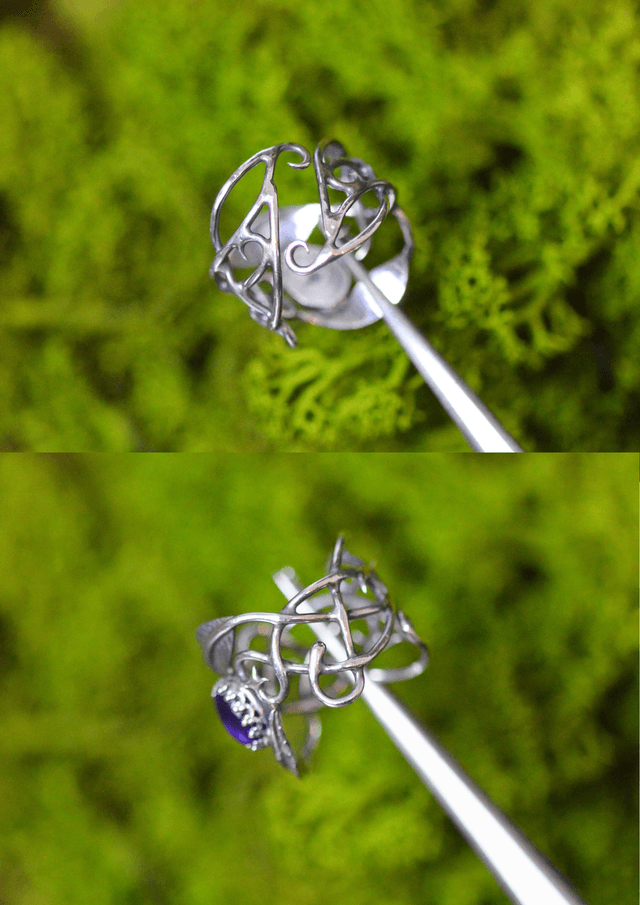 Bague Elfique - Améthyste T51 à 57, feuilles simples