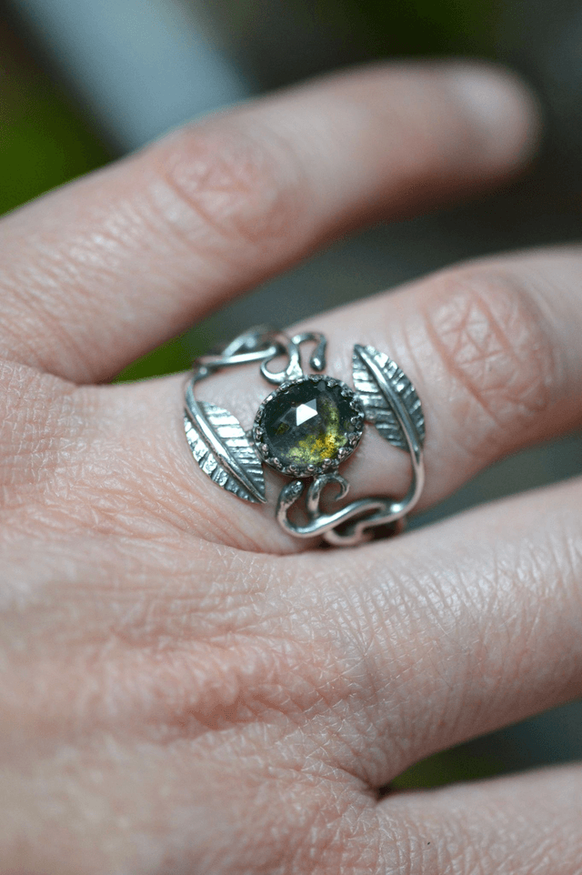 Commande personnalisée pour Virginie - Bague elfique Agate mousse t54