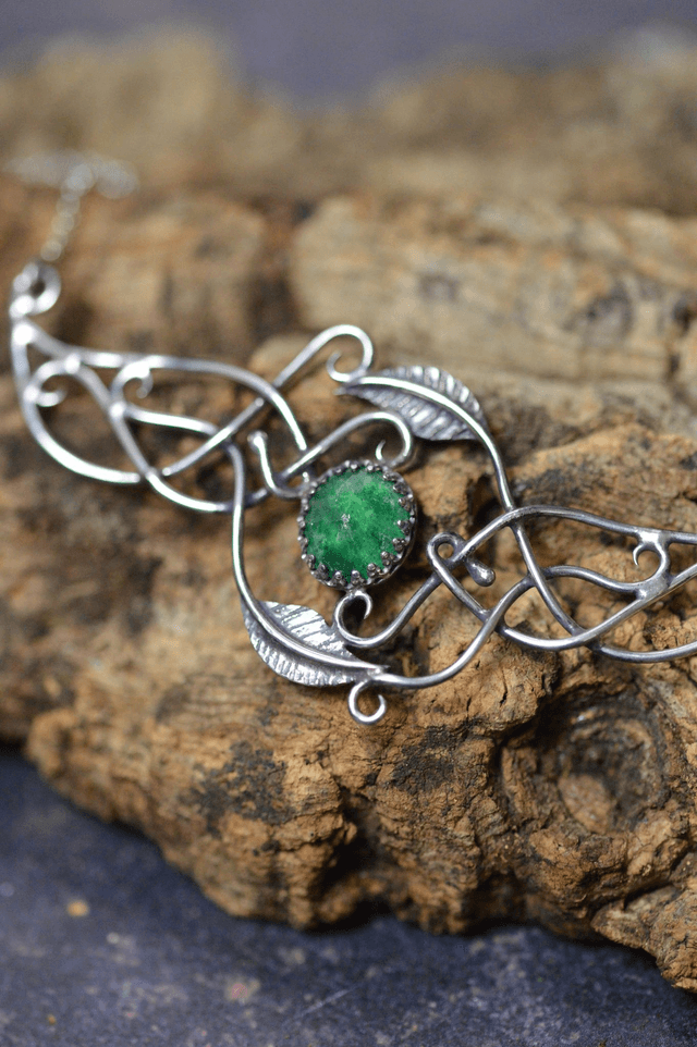 Collier Elfique - Aventurine, feuilles simples