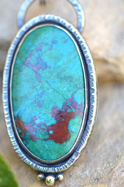 Pendentif - "Fleurs d'Automne" Chrysocolle 3