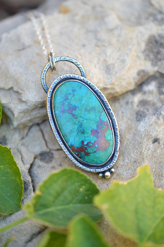 Pendentif - "Fleurs d'Automne" Chrysocolle 3