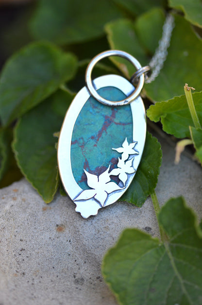 Pendentif - "Fleurs d'Automne" Chrysocolle 3