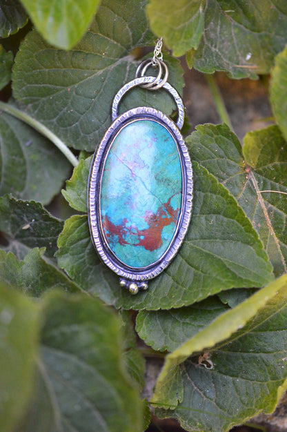 Pendentif - "Fleurs d'Automne" Chrysocolle 3