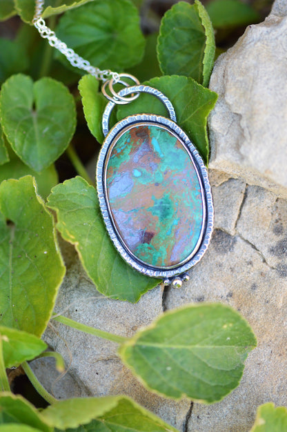 Pendentif - "Fleurs d'Automne" Chrysocolle 2