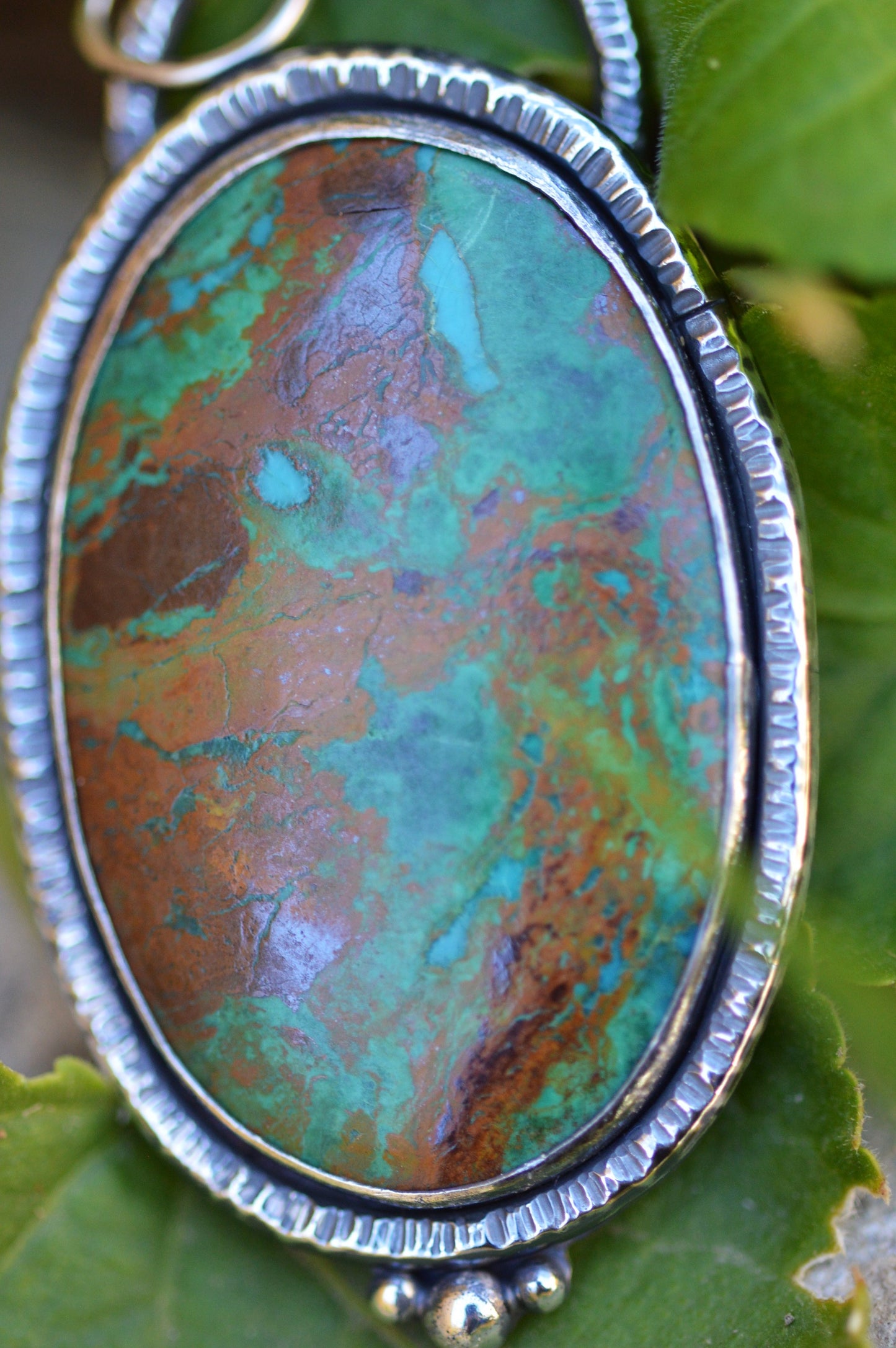 Pendentif - "Fleurs d'Automne" Chrysocolle 2