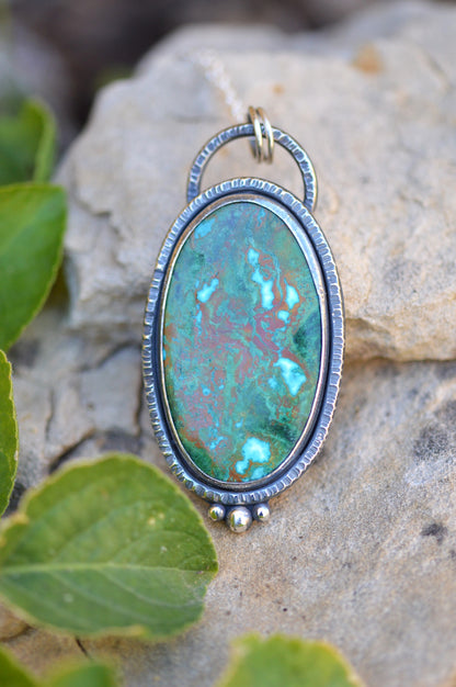 Pendentif - "Fleurs d'Automne" Chrysocolle 1