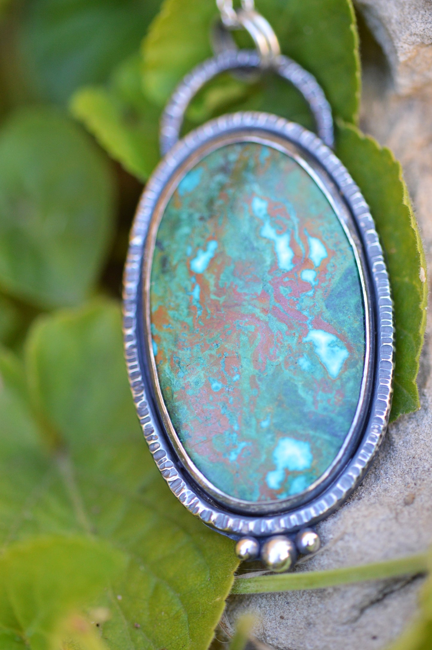 Pendentif - "Fleurs d'Automne" Chrysocolle 1