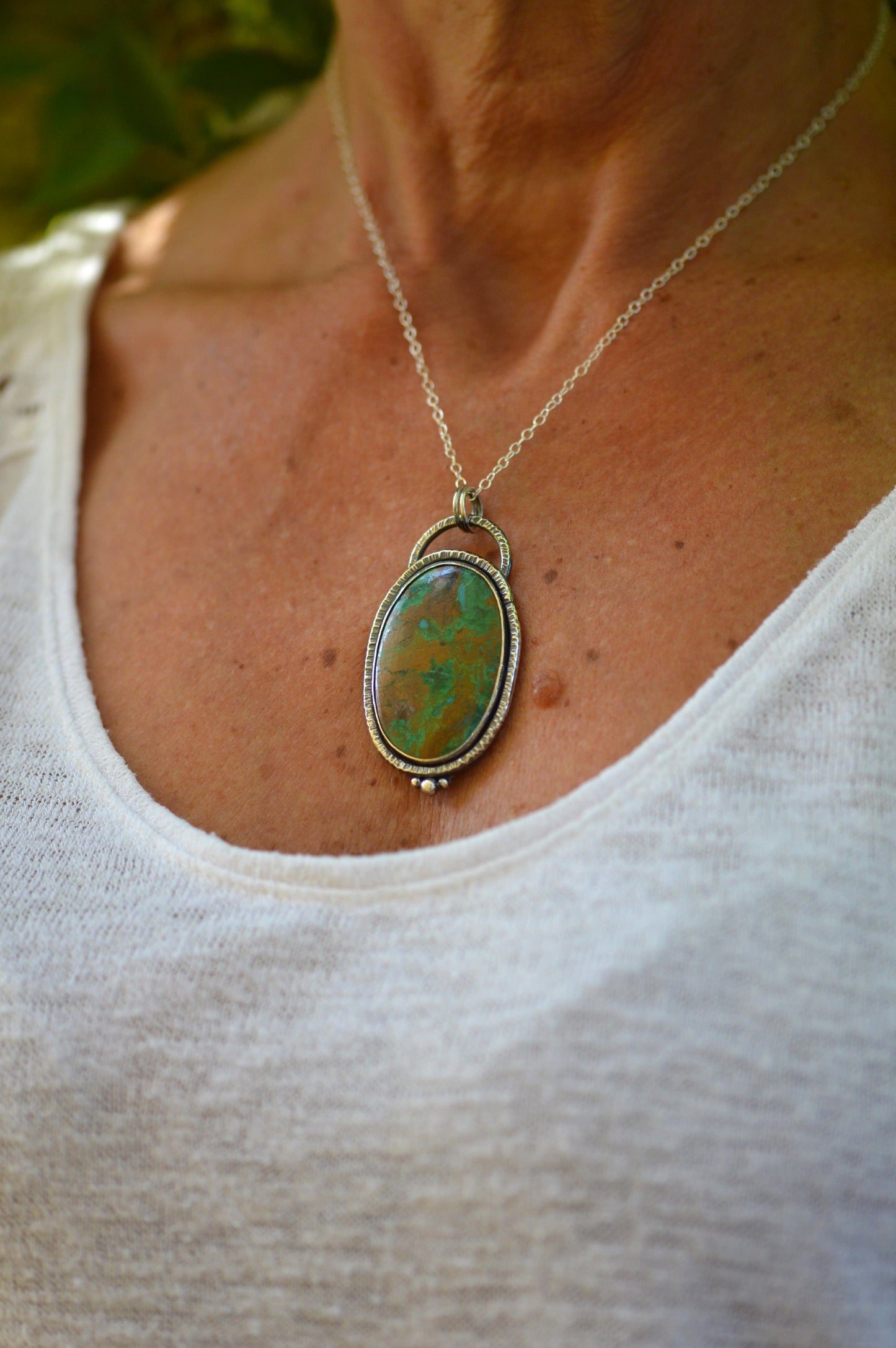 Pendentif - "Fleurs d'Automne" Chrysocolle 2